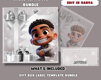 Caja de Nochebuena, caja de Papá Noel, caja de regalo, paquete de caja de regalo, plantilla de caja de Navidad, etiqueta de caja de Navidad, lindas cajas de regalo, regalos para él