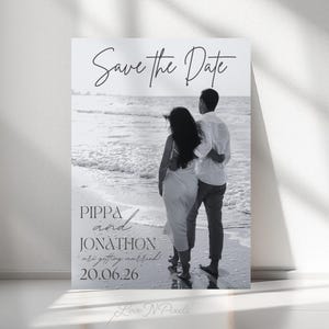 Tarjeta para guardar la fecha / Plantilla editable, Descarga instantánea, Minimalista, Elegante, Edita con Canva, Tarjeta de boda, Tarjeta electrónica, Agrega tu propia foto