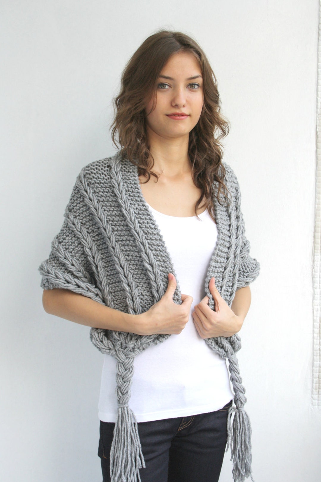 knitted wool shawl