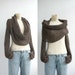 Knitted Brown Wrap Shrug, Hand Knit Over Size Bolero, Long Sleeves Scarf, Outdoors Gift, Gift For Her, Woman Fashion Trends, Christmas Gifts 