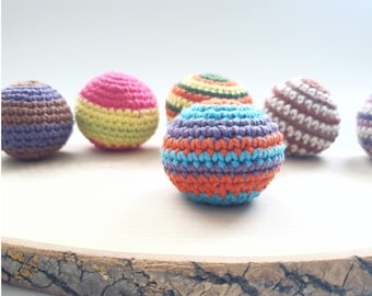 Crochet Hacky Sack Footbag – Retro Festival Fidget Toy – Handmade Cotton Juggling Ball – Colorful Crochet Stress Ball – Rave Toy