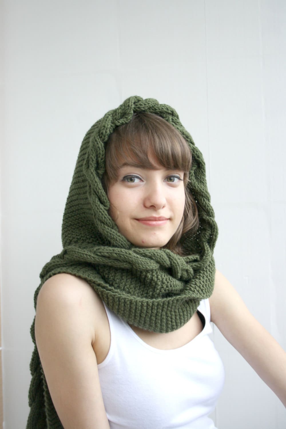 小物 FETICO WOOL CASHMERE KNIT HOODED SCARF FETICO (Fetico) Wool Cashmere Knit Hooded Scarf Gray Beige