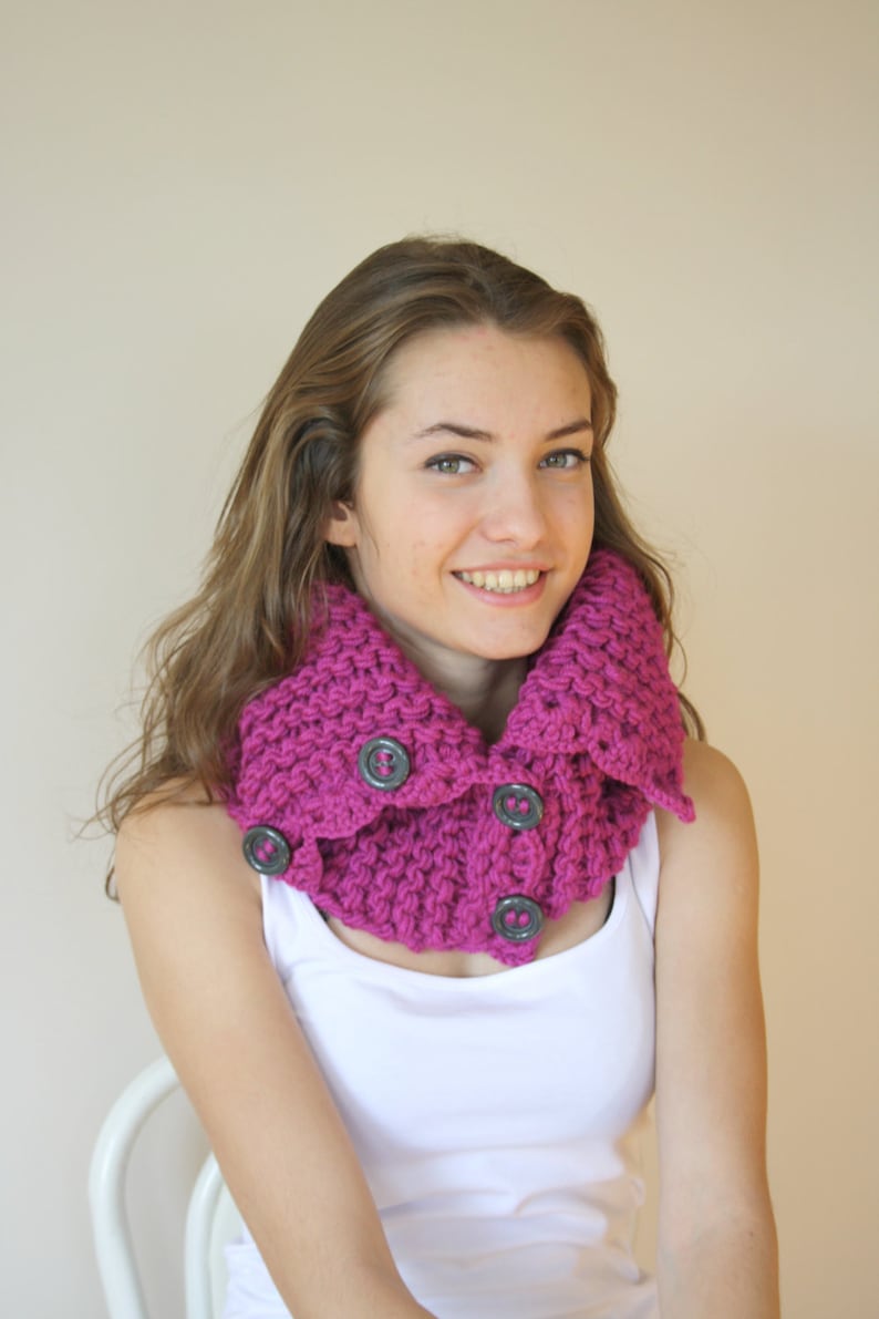 Purple Collar Scarf Chunky Neckwarmer Knitted Cowl - Etsy
