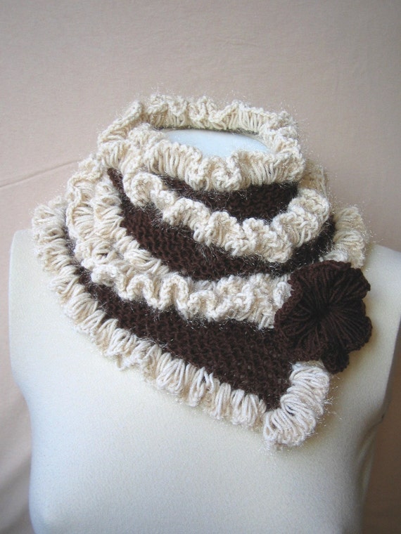 Items similar to FREE SHIPPING EXTRA LONG SCARF NECKWARMER COLLAR BROWN