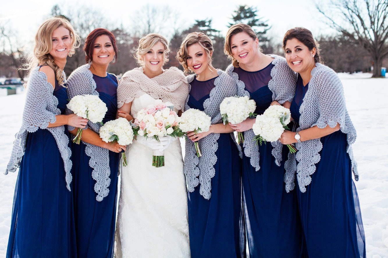 Gray Knitted Triangle Shawl: Handknit Acrylic Bridal Capelet