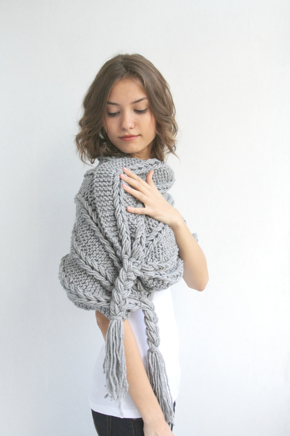 knitted wool shawl