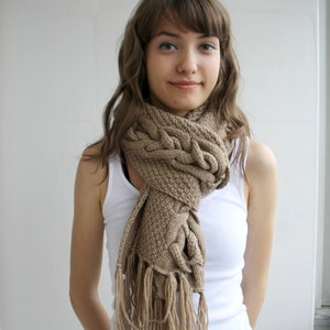 Milky Brown Wool Special Design by Denizgunes Knit Scarf - Etsy