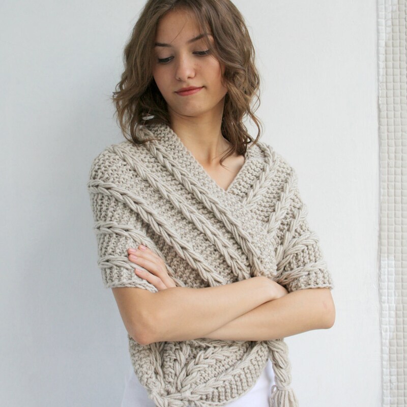Winter Wear - Soft Knitted Warm Beige Acrylic Women Shawl