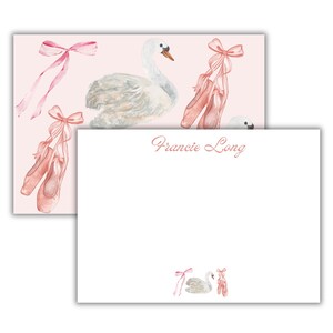 Customizable Girls Pink and White Ballet Themed Stationary and Thank You Notes