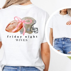 High School Football Wife T Shirt for Football Coach Wife Gift Idea Football Bow Tee Friday Night Wives T Shirt for Friday Night Lights Tee