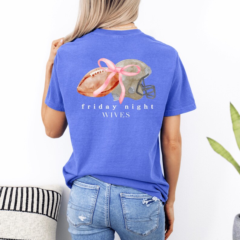 High School Football Wife T Shirt for Football Coach Wife Gift Idea Football Bow Tee Friday Night Wives T Shirt for Friday Night Lights Tee