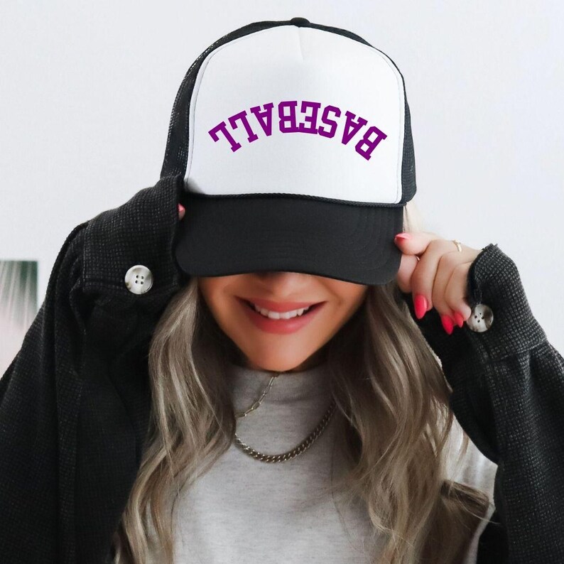 baseball upside down trucker hat for baseball mom