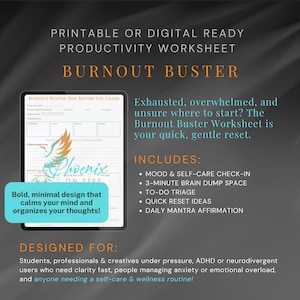 Burnout Buster Worksheet: Mental Reset Tool (Printable PDF)