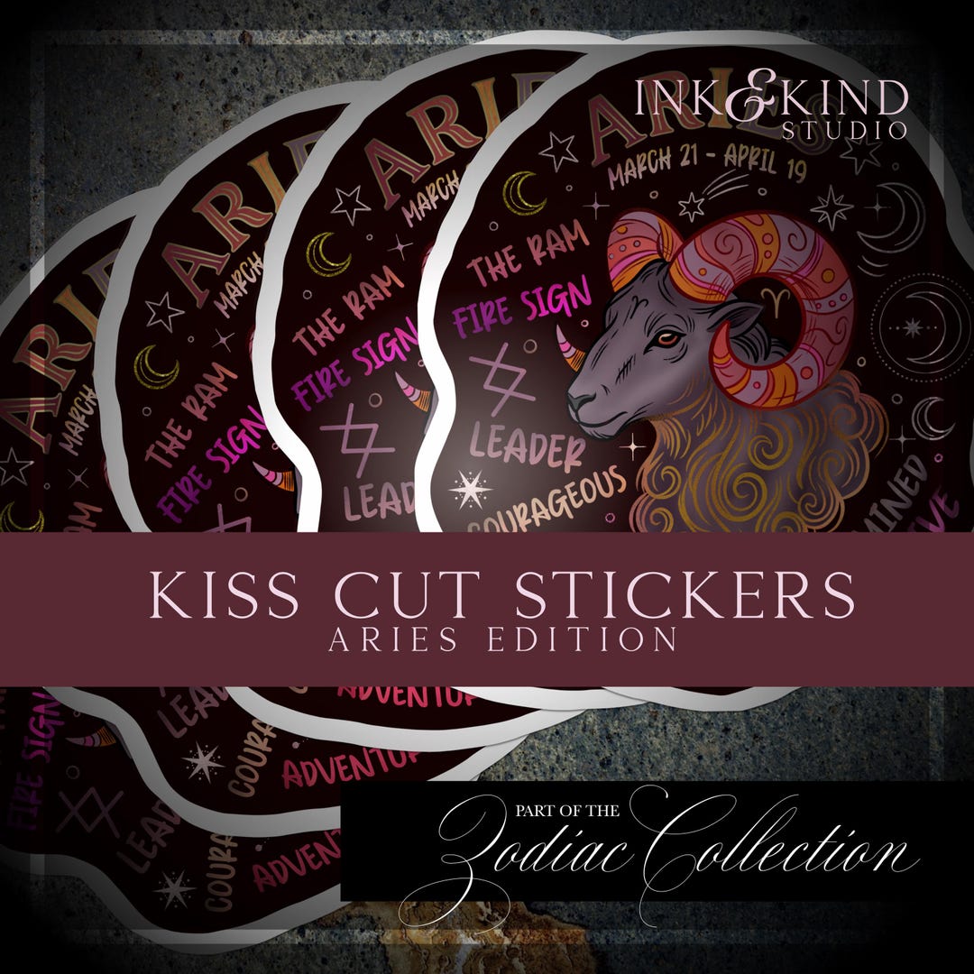 Hand-drawn Aries Sticker Kiss-cut Sticker | Zodiac Ram Decal - Etsy