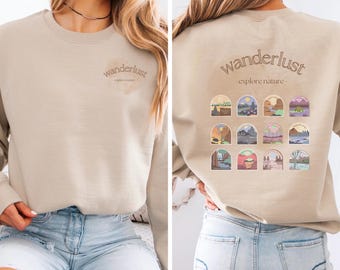 Wanderlust PNG z parkami narodowymi! Zawiera przednią kieszeń png i tylną grafikę png do t-shirtów i bluz tylko do pobrania cyfrowego