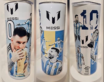 Lionel Messi / 20oz stainless steel tumbler with straw & lid.  Great any time gift! A year round must have! FREE PERSONALIZATION!