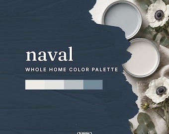 Naval SW 6244 Whole House Paint Palette | Navy Coastal Color Scheme | Sherwin Williams PDF + 90 Day gessohome.com Pass