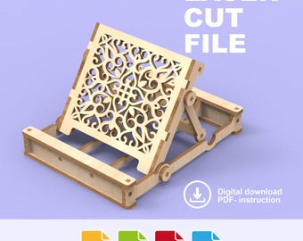 Adjustable Phone Stand Laser Files | Modern Desk Gift for Tech Lovers/Desk Organizer-Digital Download (dxf, ai,pdf, svg) for 3mm, 1/8"