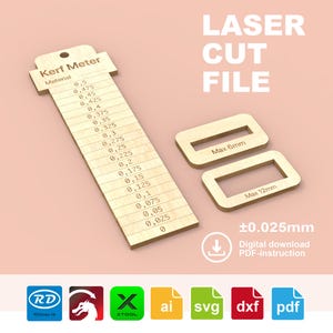 Laser Kerf Calibration Tool Kit | Kerf meter/tool for laser cut | Kerf test | Test Files for Lightburn, Xtool and Rdworks | Custom Design