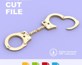 Handcuff Laser Cut Files | Police Prop Template (Digital Download)