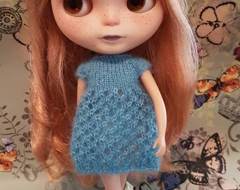 Blythe Doll Mohair Dainty Soft Fluffy Lace Mini Dress (light blue)