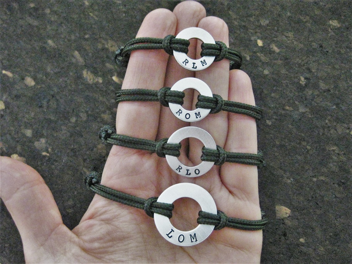 Family Bracelet Set Different sized stamped Aluminum discs Etsy