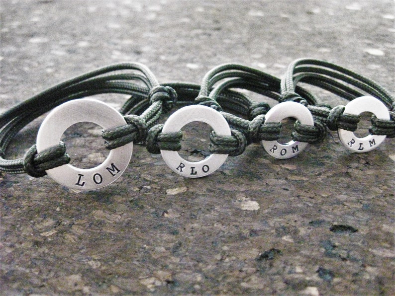 Family Bracelet Set Different sized stamped Aluminum discs Etsy