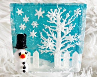 Snowman Soap, Winter Scene, 3d Soap, Decorative Soap, Bathroom Decor, Artisan Soaps, Soap Art, Conversation Soaps