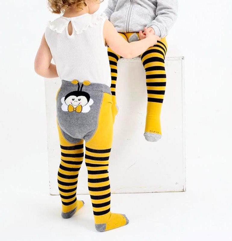 Baby Bee Tights: Cotton Blend, Striped Design (6-24 Months)
