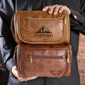 Waterproof Leather Toiletry Bag,Custom Engraved Dopp Kit,Travel Toiletry Bag,Father’s Day Gift,Man’s Shaving Kit,Groomsmen Wedding Gift