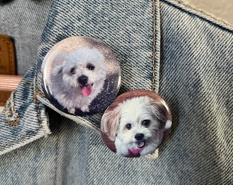 Custom Photo Button Pins Personalized for Any Occasion, Birthdays, Pinback Buttons, 1.5 Inch or 2.25 Inch, Tote Bag, Lanyard & Jacket Decor