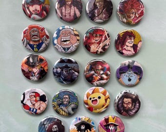 Male Characters One Piece Button Pin, Handmade from Authentic Trading Cards, Anime Fan Collectible and Badge, TCG