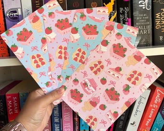 Coquette Strawberry Theme Kindle Inserts, Bookish E-Reader Inserts, Kindle Decor (Physical), Kawaii, Hand drawn Art