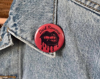 Dark Romance Vampire Lips Pinback Button, Booktok Merch