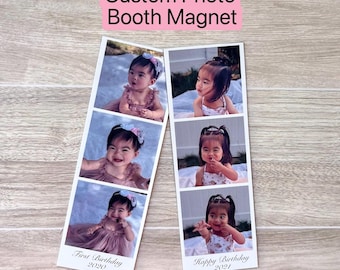 Custom Photo Booth Magnet, Personalized 3-Photo Strip, Party Favor