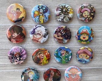 New Male Characters One Piece Button Pin, Handmade from Authentic Trading Cards, Anime Fan Collectible and Badge, TCG