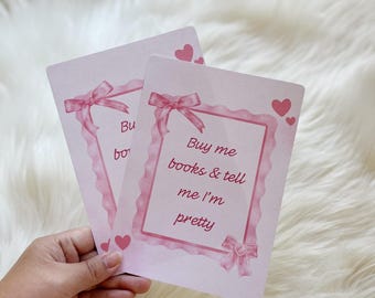 Coquette Kindle Insert - Pink Bows & Hearts, Book Lover Gift