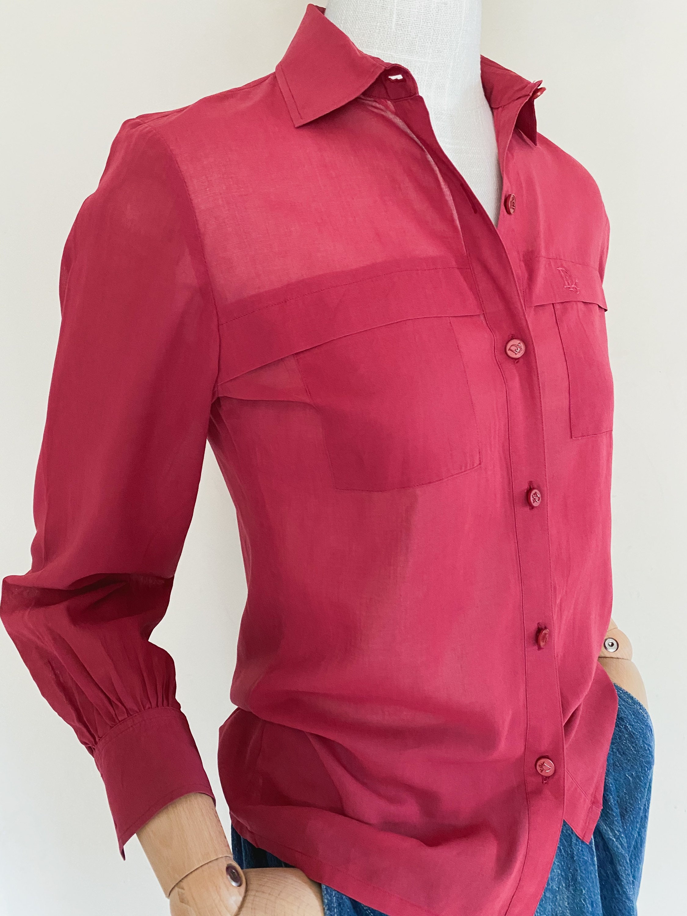 VTG Christian Dior Pret-a-porter Sheer Cotton Shirt - Etsy