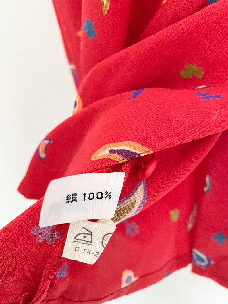 VTG Christian Dior pret-a-porter paisleys printed silk blouse image 6