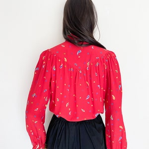 VTG Christian Dior pret-a-porter paisleys printed silk blouse image 10