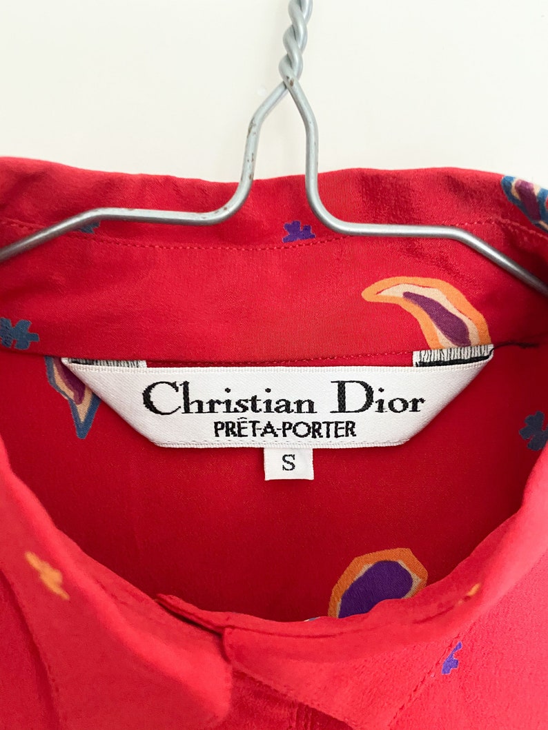 VTG Christian Dior pret-a-porter paisleys printed silk blouse image 3