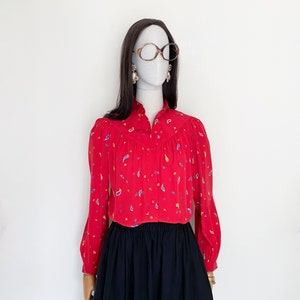 VTG Christian Dior pret-a-porter paisleys printed silk blouse image 9