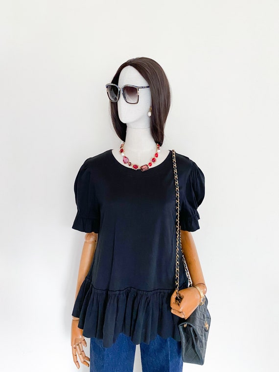 VTG YSL ruffles trimmed cotton tee