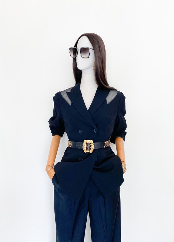 VTG Mondi Gala silk organza trimmed blazer pant su