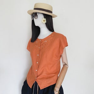 VTG hand embroidered cotton / linen top