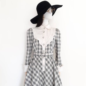 VTG check linen/cotton dress (made in Japan, size JP11)