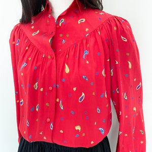 VTG Christian Dior pret-a-porter paisleys printed silk blouse image 5