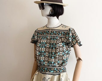 VTG Anna Sui printed silk top