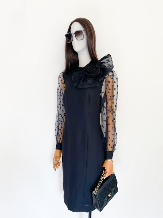 VTG Hanae Mori sheer sleeves evening dress