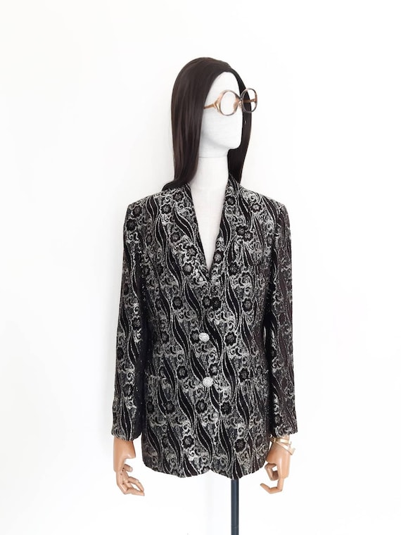 VTG tailored metallic floral jacquard oversized la